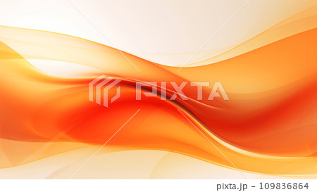 Abstract delicate orange white waves design with smooth curves and soft shadows on clean modern background. Generative AI 109836864