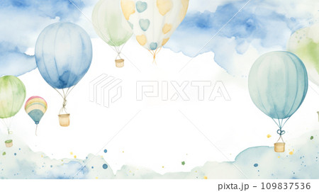 Watercolor baby shower template with adorable motifs 109837536