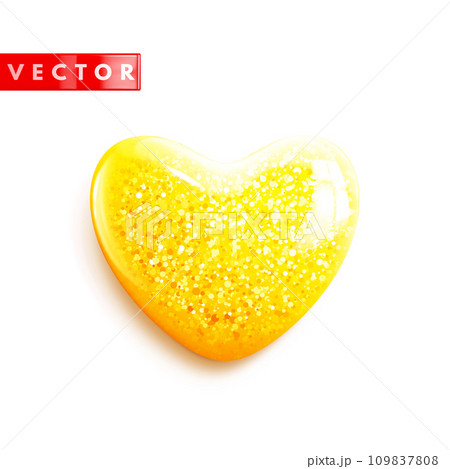 Glossy golden 3d heart icon with glitterのイラスト素材 [109837808] - PIXTA
