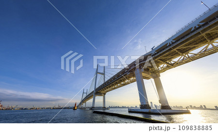 大黒ふ頭から見上げる横浜ベイブリッジ / Yokohama, Japan 109838885
