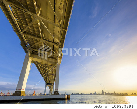 大黒ふ頭から見上げる横浜ベイブリッジ / Yokohama, Japan 大黒ふ頭から見上げる横浜ベイブリッジ / Yokohama, Japan 109838891