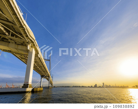 大黒ふ頭から見上げる横浜ベイブリッジ / Yokohama, Japan 大黒ふ頭から見上げる横浜ベイブリッジ / Yokohama, Japan 109838892