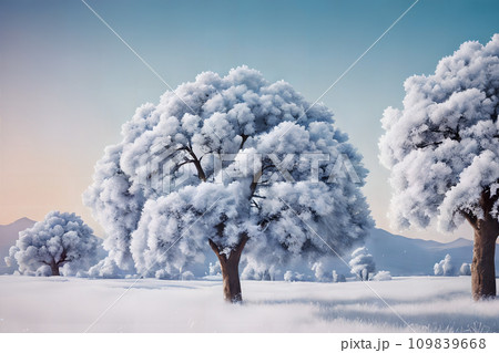 雪景色　一本の木　7 109839668