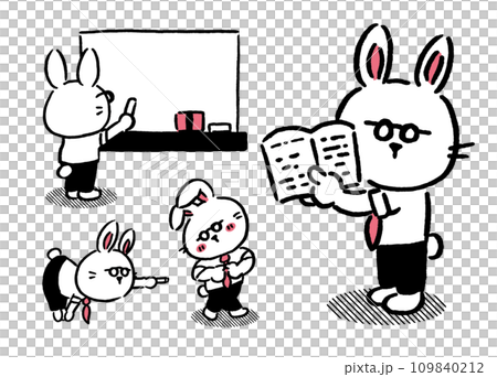 丸眼鏡をかけたかわいい先生風のうさぎ 丸眼鏡をかけたかわいい先生風のうさぎ 109840212