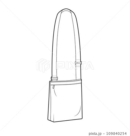 Outdoors Cross-Body Pouch Bag. Fashion accessory technical illustration. Vector satchel front 3-4 view for Men, women 109840254