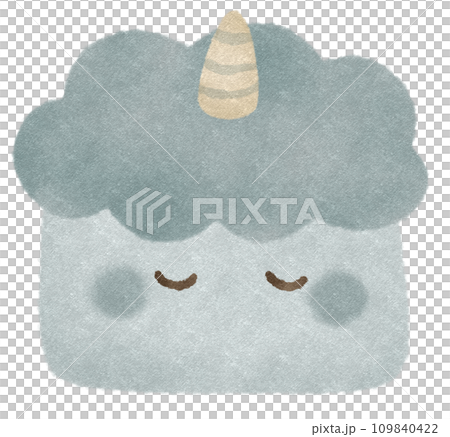 軟可愛的暗色藍色惡魔插畫素材節分日 109840422