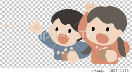 Vector illustration of children throwing beans Vector illustration of children throwing beans 109841156