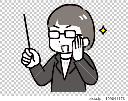 A businesswoman with glasses explaining something using a stick 109841178