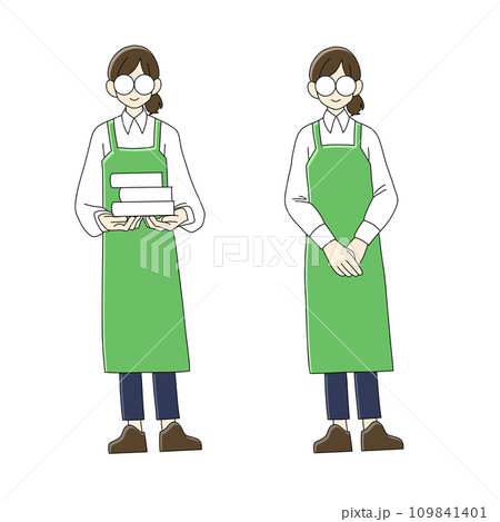 書店で働く女性の全身イラストセット　カラーその2 109841401