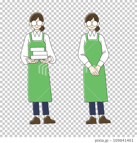 書店で働く女性の全身イラストセット　カラーその2 109841401