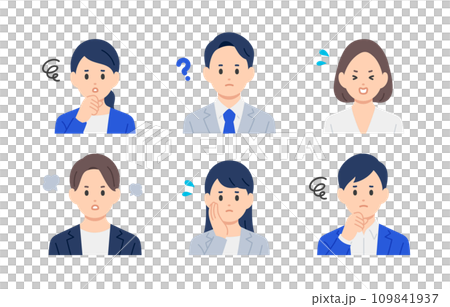 負面商務人士男女上半身套裝【人物矢量圖素材】 負面商務人士男女上半身套裝【人物矢量圖素材】 109841937