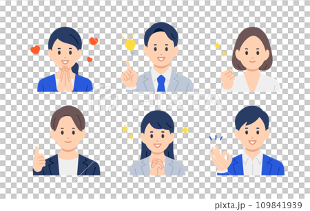 正向商務人士男女上半身套裝【人物矢量圖素材】 正向商務人士男女上半身套裝【人物矢量圖素材】 109841939