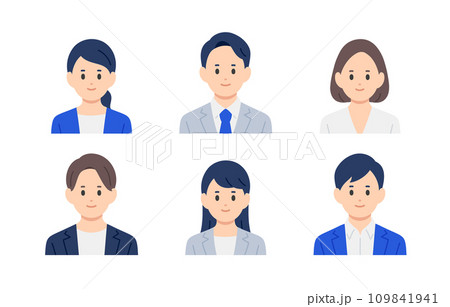 ビジネスパーソン男女の上半身セット【人物ベクターイラスト素材】 109841941