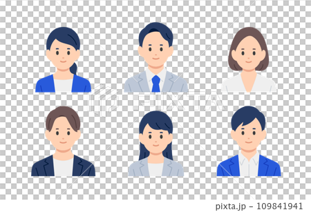 ビジネスパーソン男女の上半身セット【人物ベクターイラスト素材】 109841941