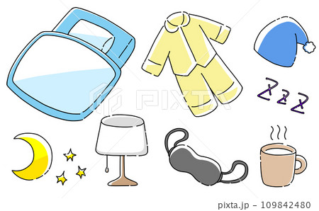 ゆるめシンプル睡眠セット　カラー　ベタ塗り 109842480
