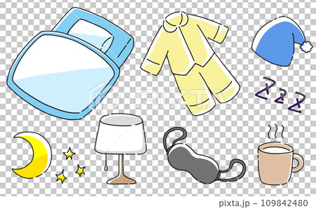 ゆるめシンプル睡眠セット　カラー　ベタ塗り 109842480