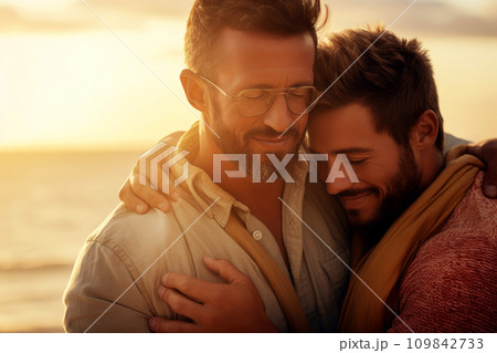 Portrait of a happy young lgbt male couple...のイラスト素材 [109842733] - PIXTA