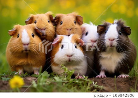 many adventurous guinea pigs. Created with Generative AI. 109842906