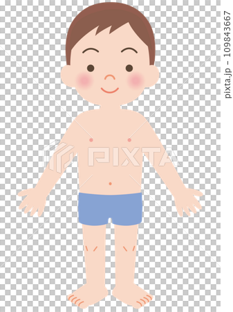 Boy in underwear, front Boy in underwear, front 109843667