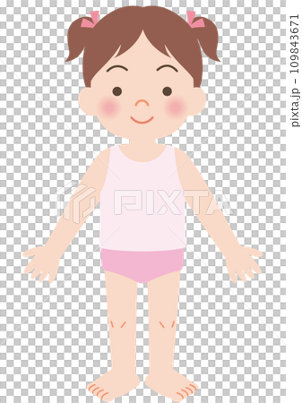 穿內衣的女孩，正面，全身 109843671