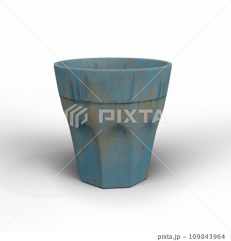 Rusty Painted Metal Glass on White Background. 3D Illustration. File with Clipping Path. Rusty Painted Metal Glass on White Background. 3D Illustration. File with Clipping Path. 109843964