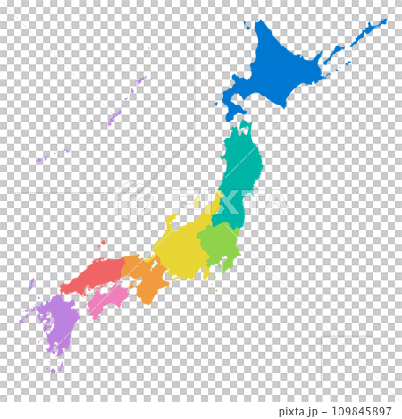 Map of Japan without prefectural borders 109845897
