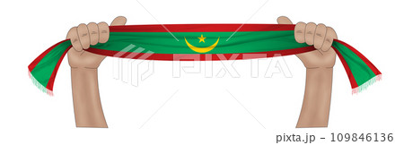 3D Flag on ribbon in hand 3D Flag on ribbon in hand 109846136