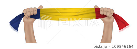 3D Flag on ribbon in hand 3D Flag on ribbon in hand 109846164