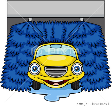 Automatic carwash service with blue brushes 109846251
