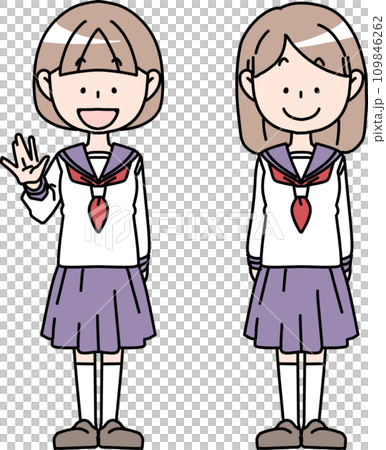 兩名穿著水手服的女學生 109846262