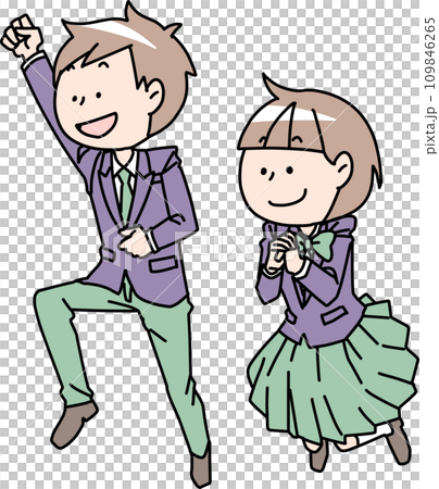 穿著西裝外套的男女跳 109846265