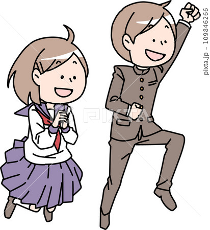学生服の男女 ジャンプ 学生服の男女 ジャンプ 109846266