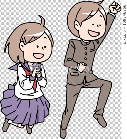 穿制服的男女跳 穿制服的男女跳 109846266