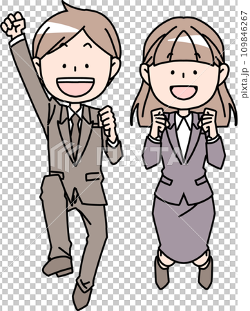 ジャンプするスーツの男女 ジャンプするスーツの男女 109846267