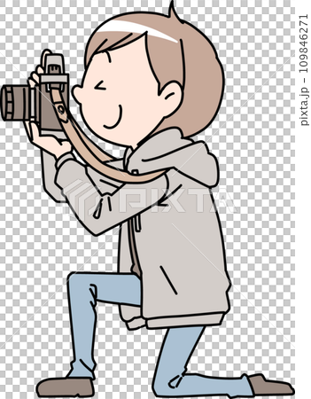 A man holding a camera 109846271