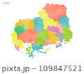 カラフルな水彩風の地図 広島県 109847521