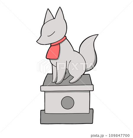 狐の石像・前かけ付き 109847700