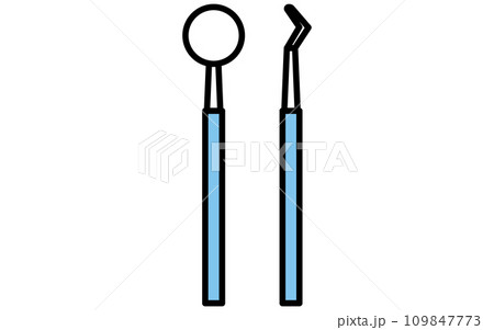 歯科：虫歯治療で使う治療器具のシンプルな線画 109847773