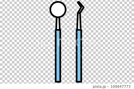 歯科：虫歯治療で使う治療器具のシンプルな線画 109847773