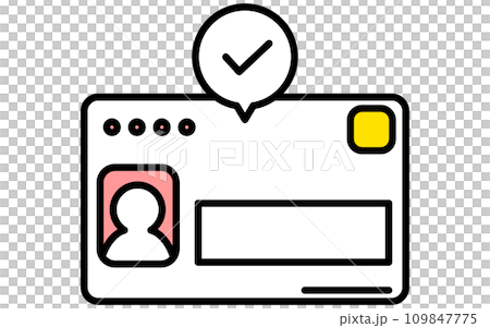 歯科：マイナンバーカード保険証対応のシンプルな線画アイコン 109847775