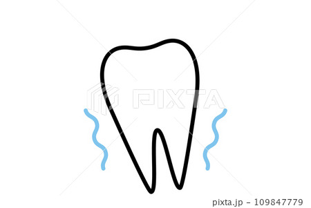 歯科：歯周病でグラグラになった歯のイメージアイコン、シンプルな線画 109847779