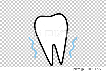 歯科：歯周病でグラグラになった歯のイメージアイコン、シンプルな線画 109847779