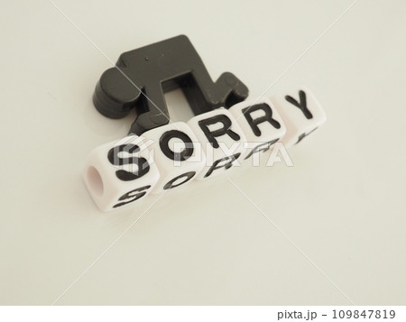 sorryソーリーの単語と謝るポーズのシルエット sorryソーリーの単語と謝るポーズのシルエット 109847819