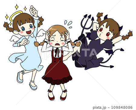 天使と悪魔の間で悩む女の子 天使と悪魔の間で悩む女の子 109848086