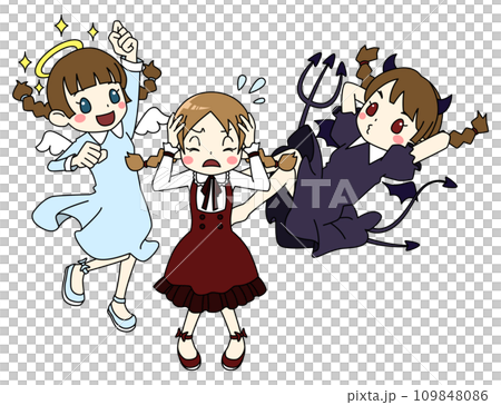 天使と悪魔の間で悩む女の子 天使と悪魔の間で悩む女の子 109848086