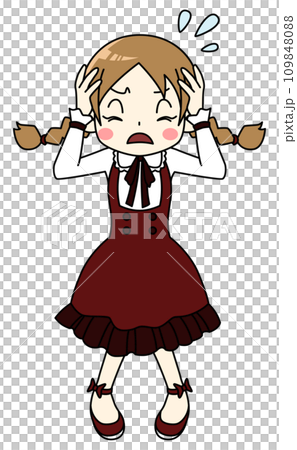 一個擔心和焦慮的女孩的插圖 109848088