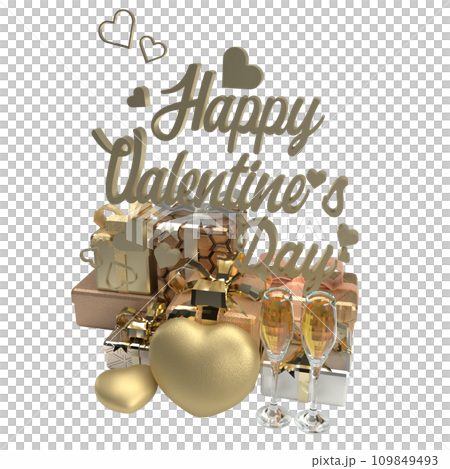 The gold text and gift box for Valentine's Day concept 3d rendering The gold text and gift box for Valentine's Day concept 3d rendering 109849493
