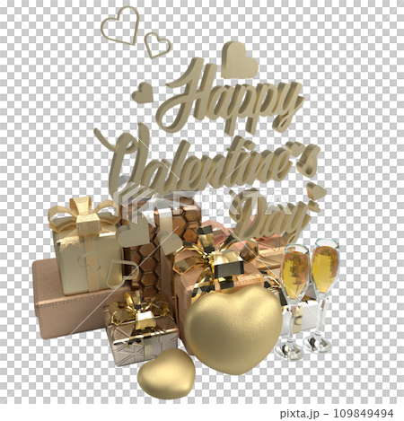 The gold text and gift box for Valentine's Day concept 3d rendering The gold text and gift box for Valentine's Day concept 3d rendering 109849494