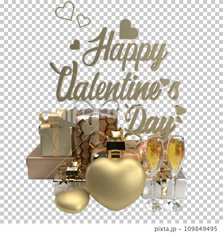 The gold text and gift box for Valentine's Day concept 3d rendering The gold text and gift box for Valentine's Day concept 3d rendering 109849495