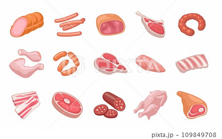 Set meat products. Vector color vector icon 109849708